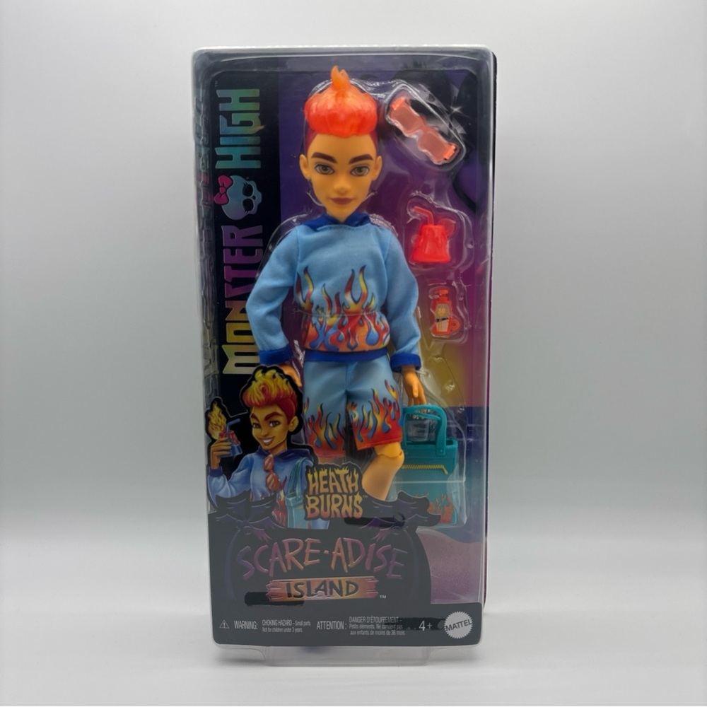 Monster High Scare-adise Island Heath Burns Doll with Flame Hoodie Swim Trunks